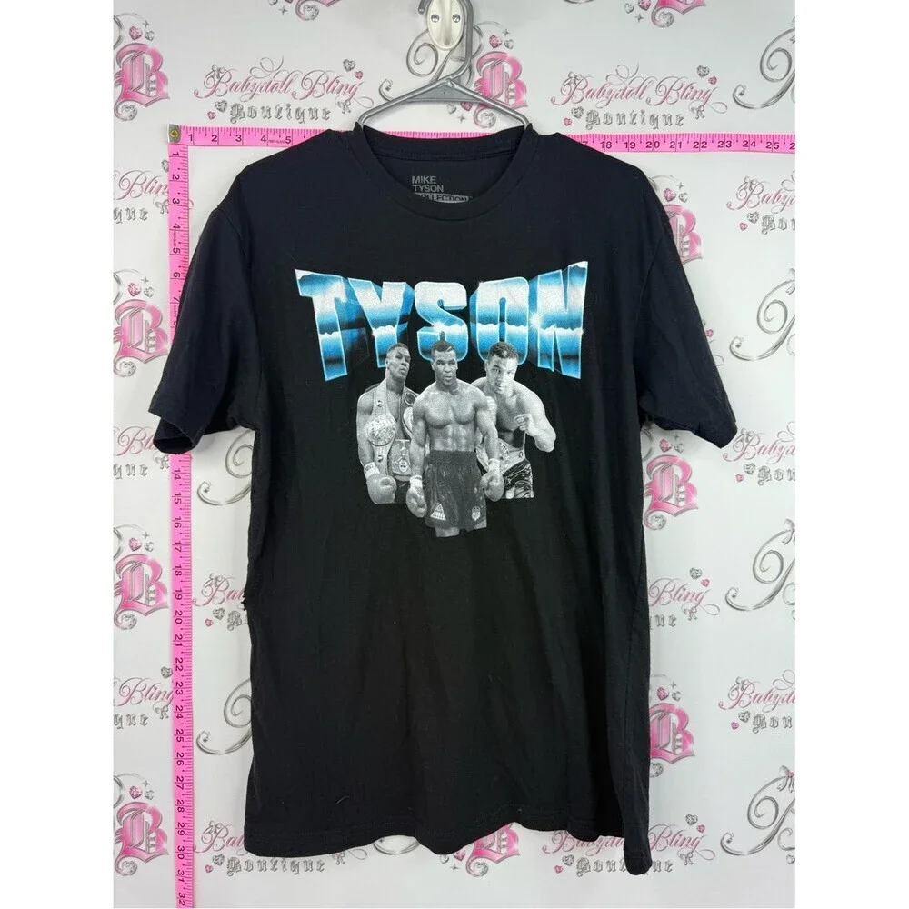 Mike Tyson tshirt boxing boxer Black Graphic Tee with Blue Logo